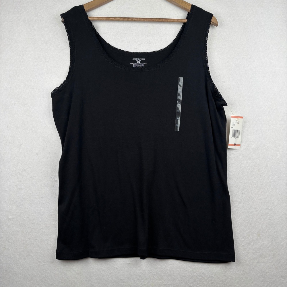 Jones‎ New York Tank Top Womens 3X Cotton Scoop Neck Lace Trim